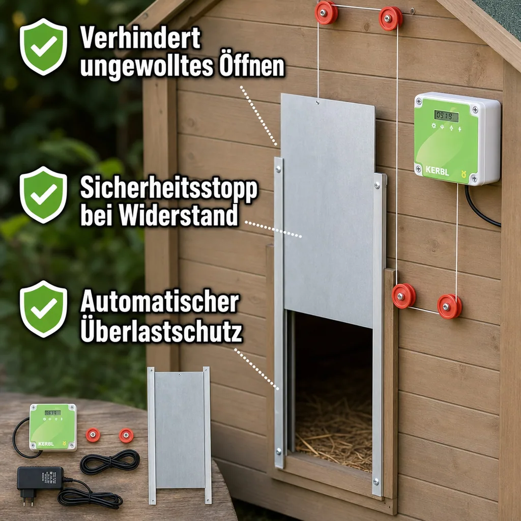 Automatische Hühnertür, Komplett-Set inklusive Schiebetür 30 x 40cm