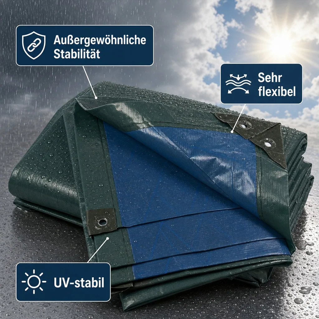 Abdeckplane, grün/blau, extrem stark 150 g/m², 2 x 3 m