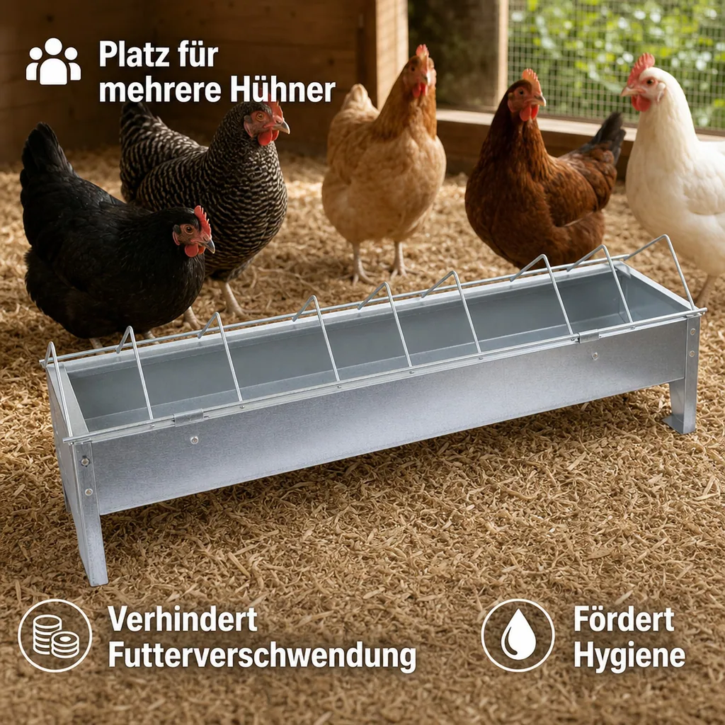 Futtertrog für Hühner, 50 x 10 cm