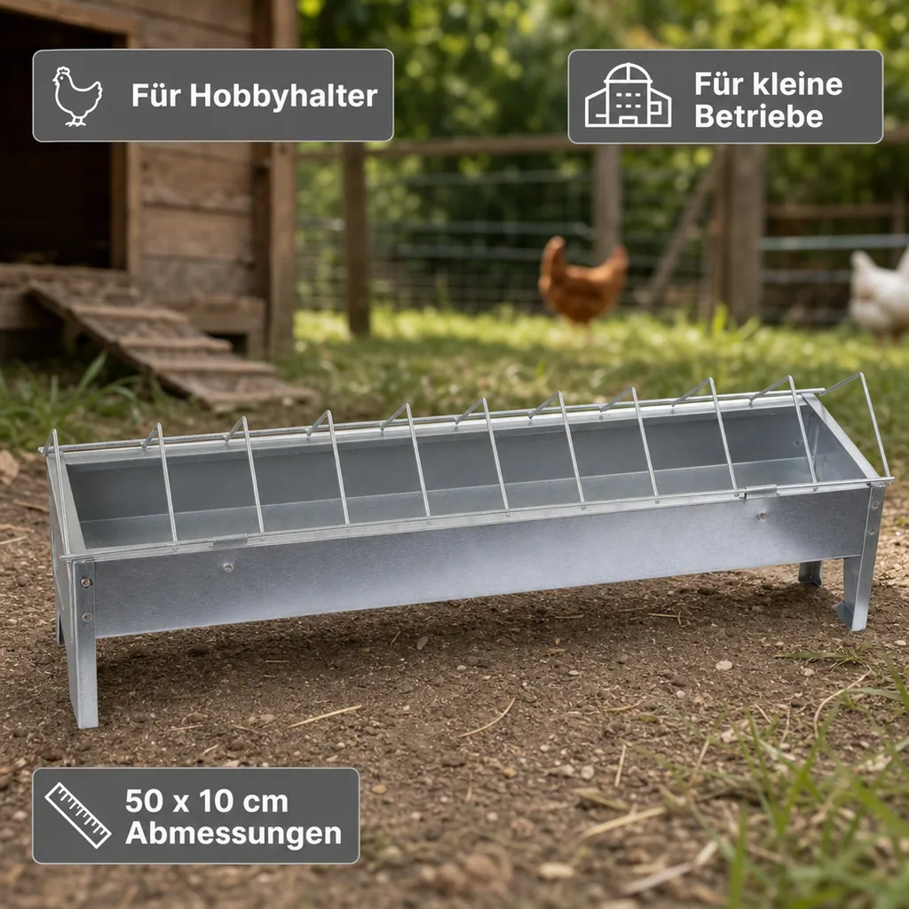 Futtertrog für Hühner, 50 x 10 cm