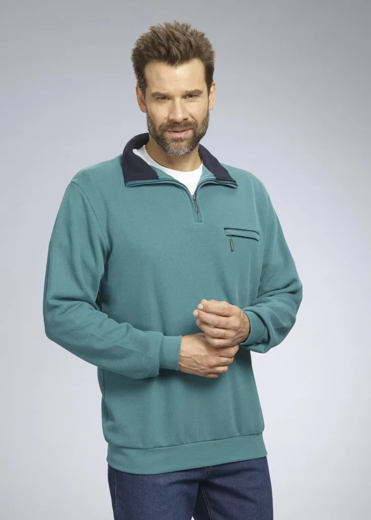 Sweatshirt mit Reißverschluß, Farbe grün, Gr.XL