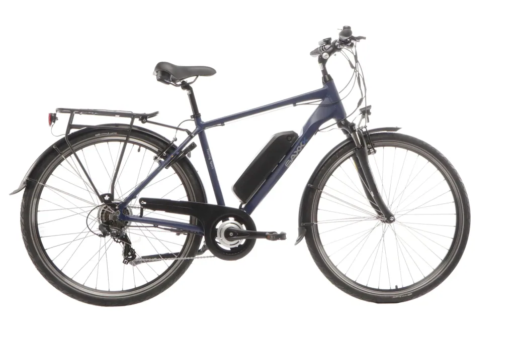 Herren Trekking E-Bike, 28 Zoll, Rahmenhöhe 50 cm, 7-Gang Kettenschaltung, blaugrau, Eifel