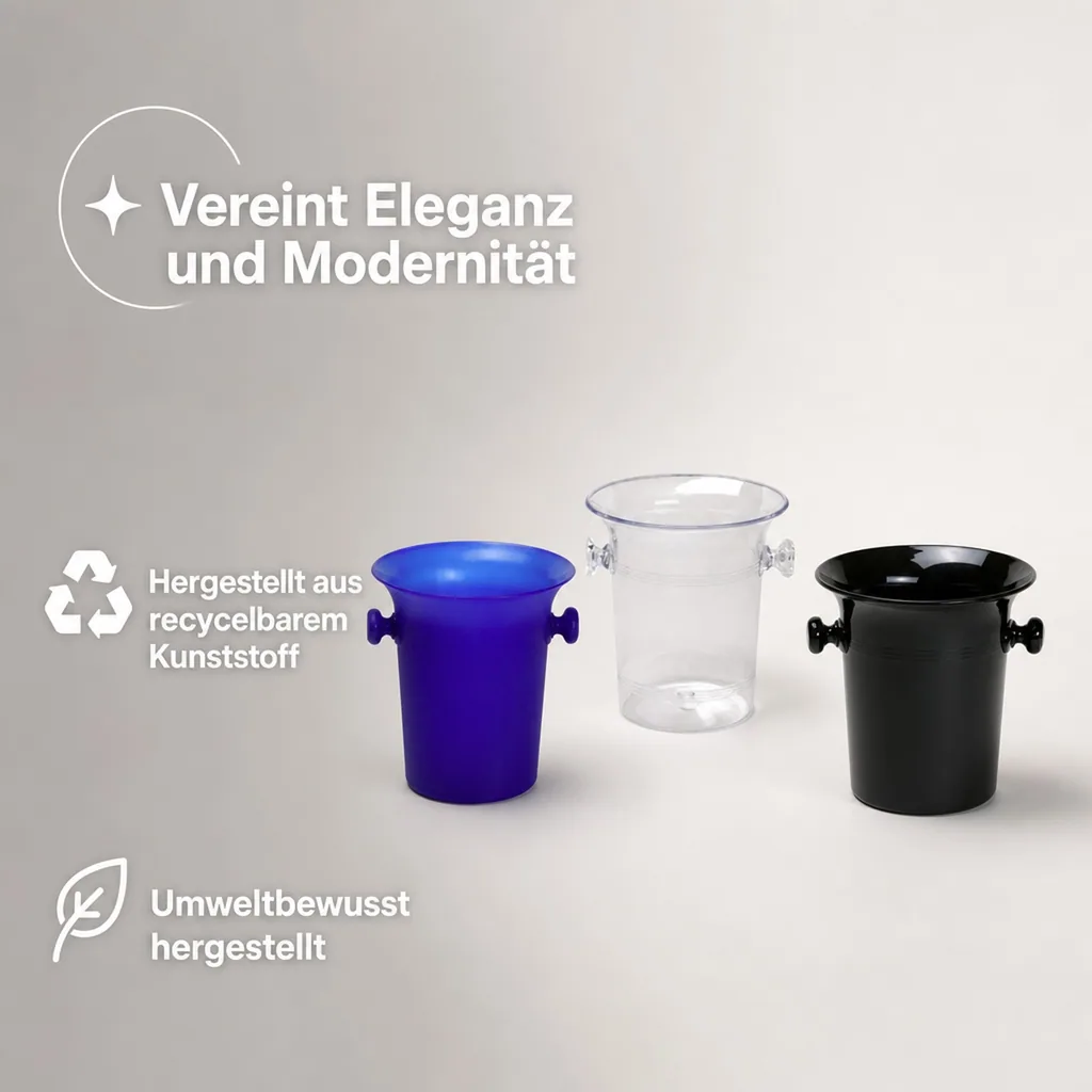 Flaschenkühler, Getränkekühler, Sekt-/Champagnerkübel, 5,0 L - Kunststoff - Elegant & Praktisch - 3 Farben, Farbe: transparent