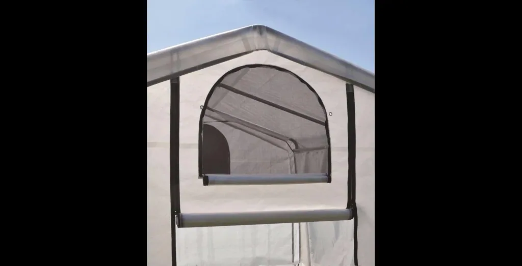 ShelterLogic Gewächshaus 3,24 m² Weiß, 180×180 cm – kompaktes Foliengewächshaus mit Aufrolltür, wetterfest
