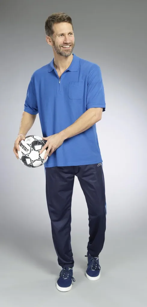 Poloshirt mit Reißverschluss, azur blau, Gr. L