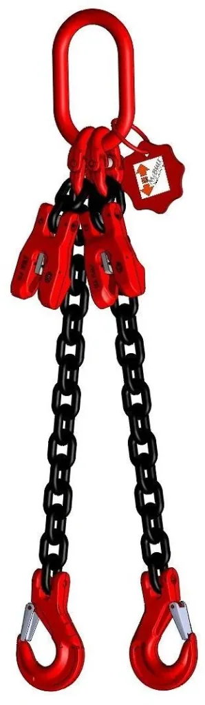 2-Strang Kette GK8, mit Gabelkopfhaken und Verkürzung 8 mm, 4 m lang