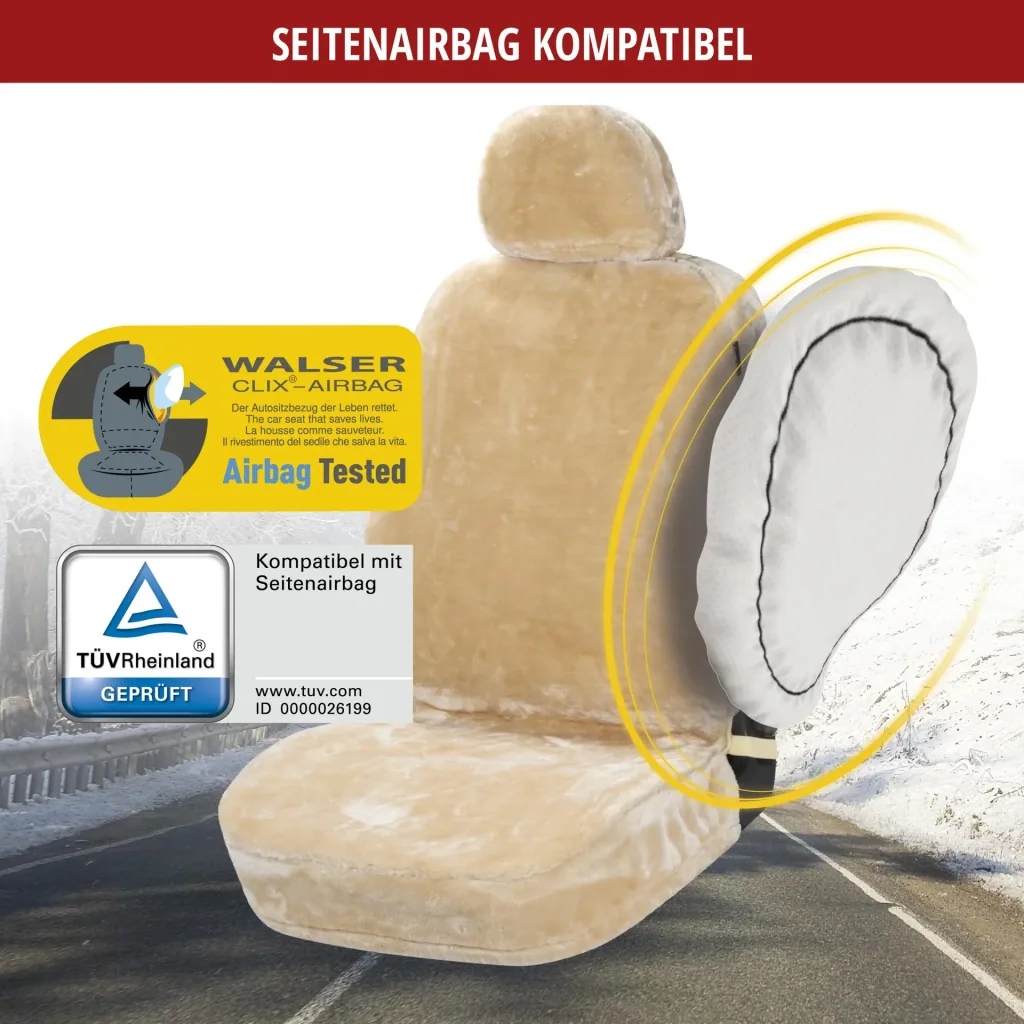 Autositzbezug "Teddy" - Kunstfell - beige