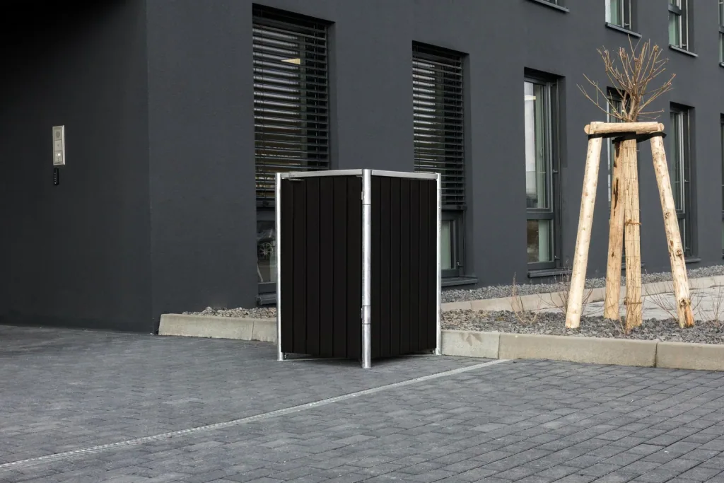 Mülltonnenbox 240 Liter, Kunststoff, Schwarz, 1er