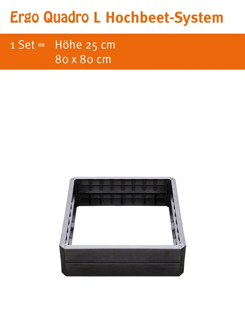 Ergo Quadro L Hochbeetsystem anthrazit, Höhe: 25 cm, 80 x 80 cm