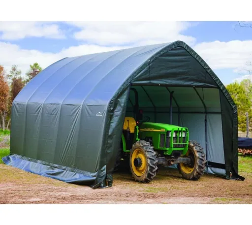ShelterLogic Foliengarage 23,8 m², grün, 390×610 cm – Garage-in-a-Box, DuPont-Stahlrahmen, wetterfest