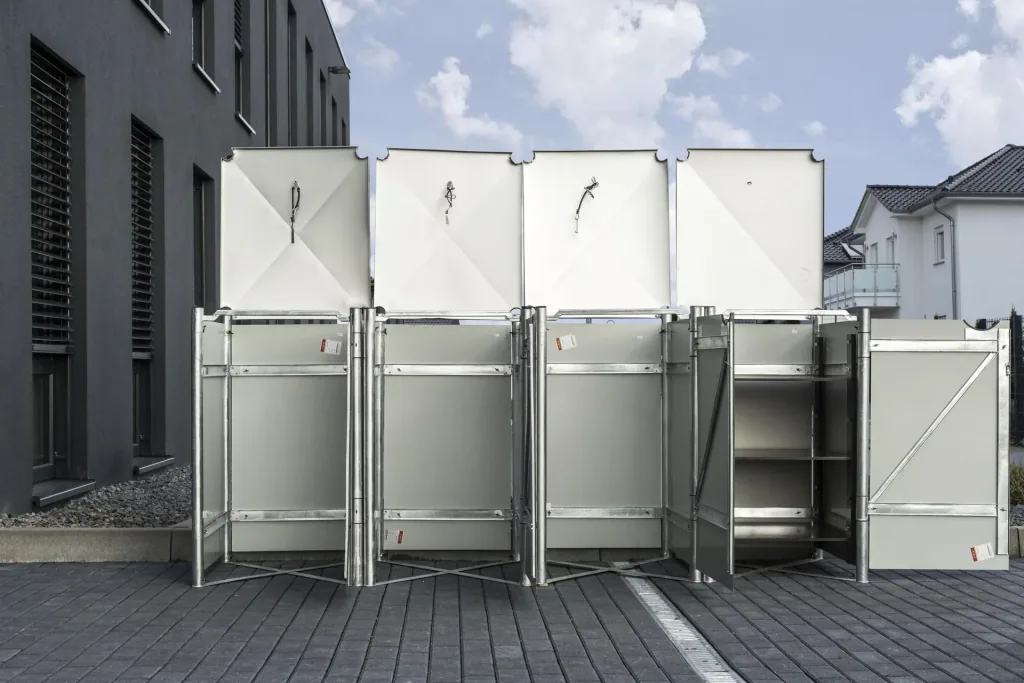 Mülltonnenbox 240 Liter, Schwarz, 4-fach