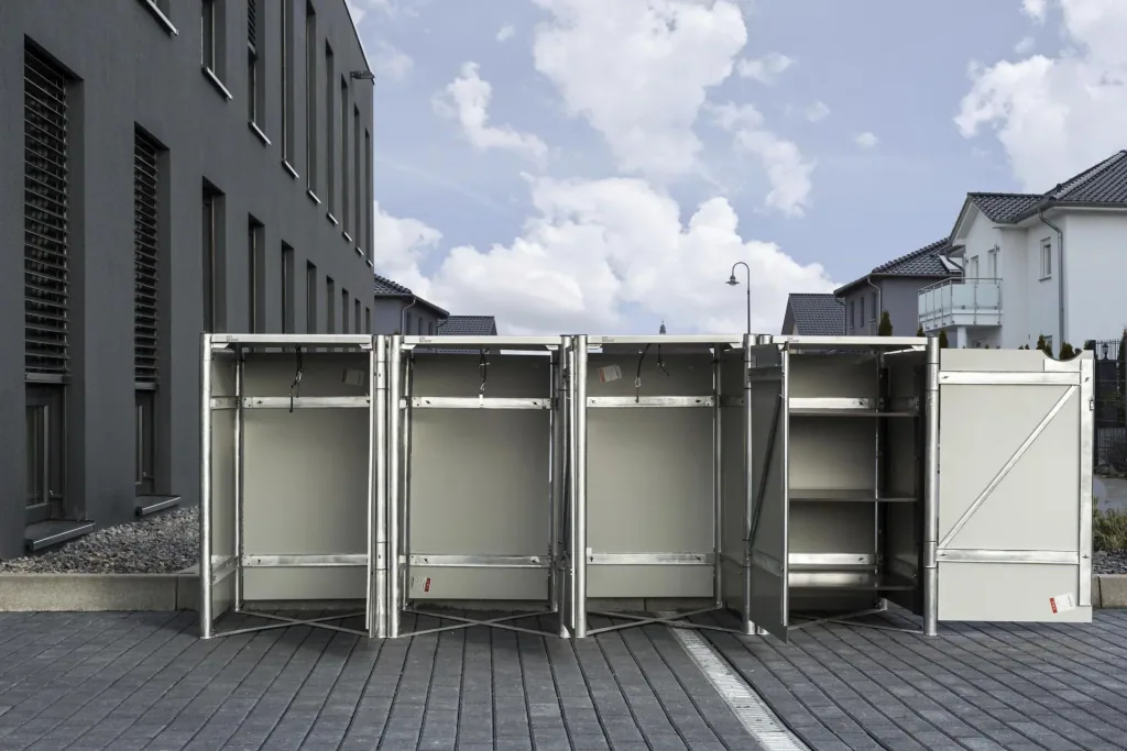 Mülltonnenbox 240 Liter, Schwarz, 4-fach