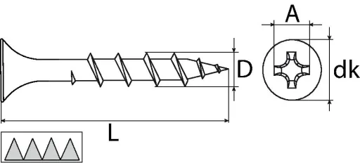 Schnellbauschrauben PH Trompetenkopf Grobgewinde phosphatiert 3.9x25mm PH 1000 Stück