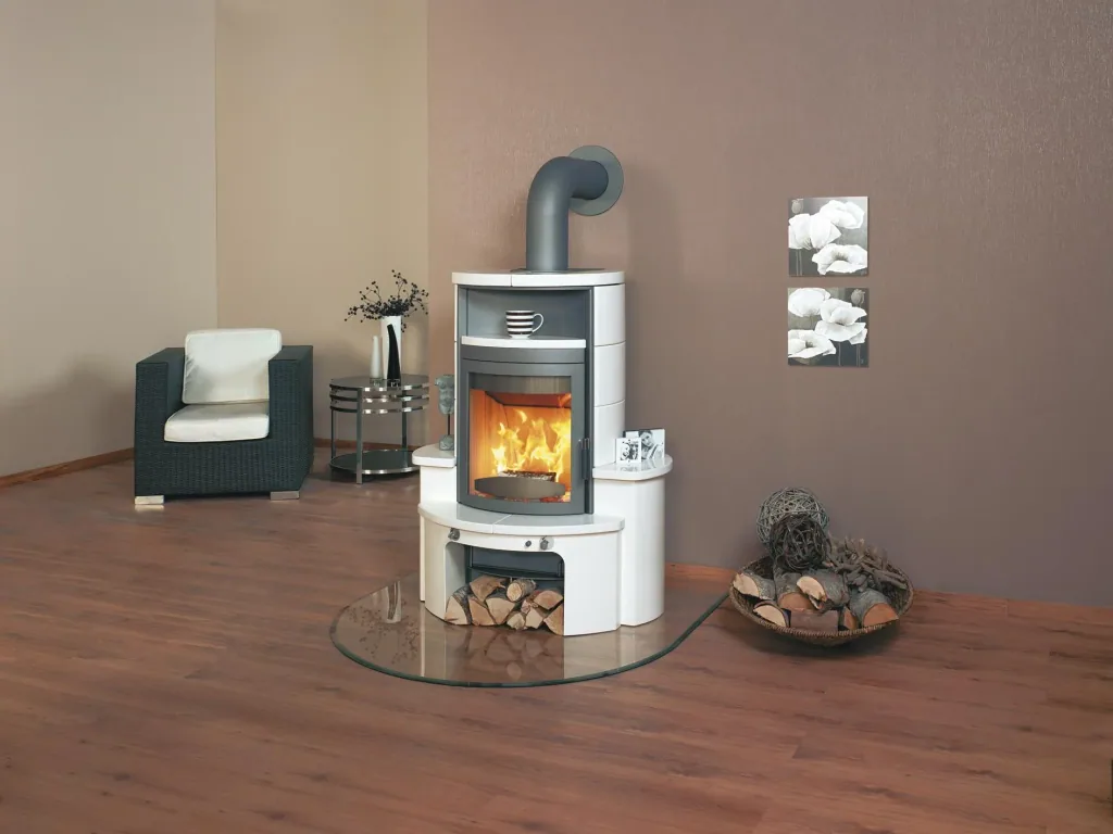 Kaminofen - Avenso ECOplus 6 kW - Kacheln creme-weiss