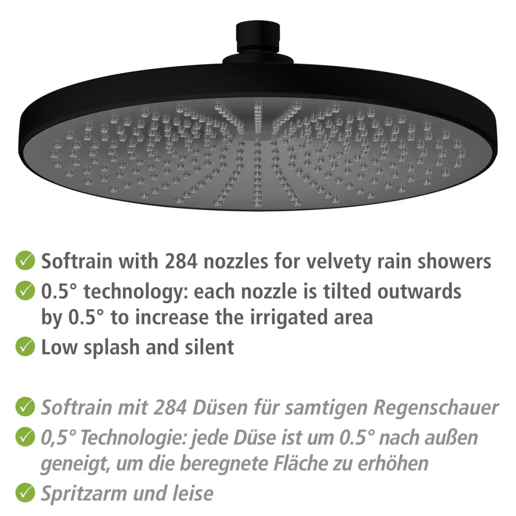 Regenduschkopf Ultimate Shower Schwarz/Grau, Ø 25 cm