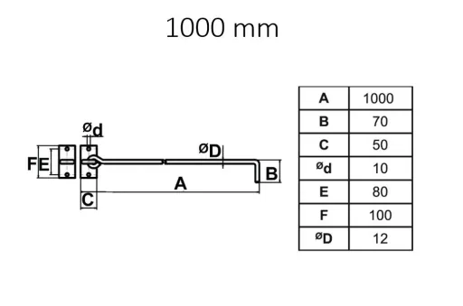 Beschlag-Set Sturmhaken 1000 mm