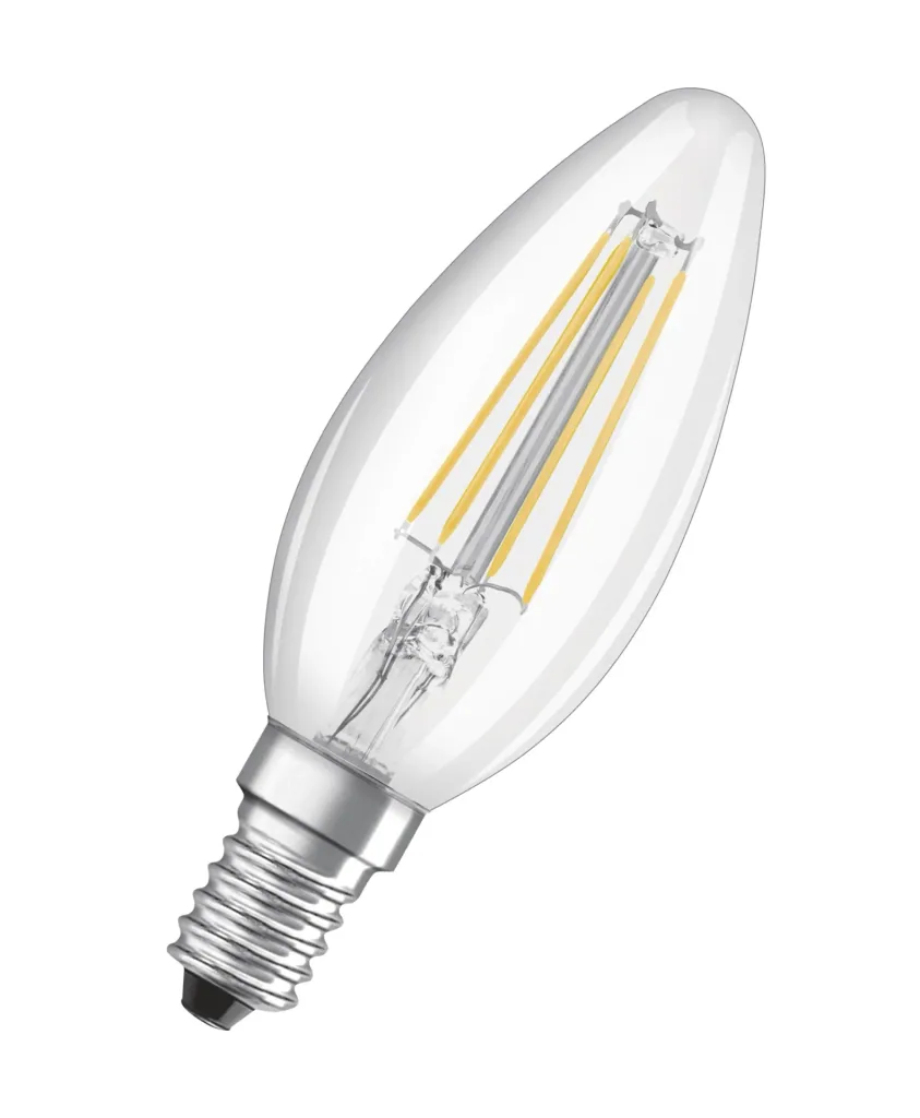 BASE FILAMENT LED Kerze mit 4 Watt, E14, warmweiß, klar - 3 Stück