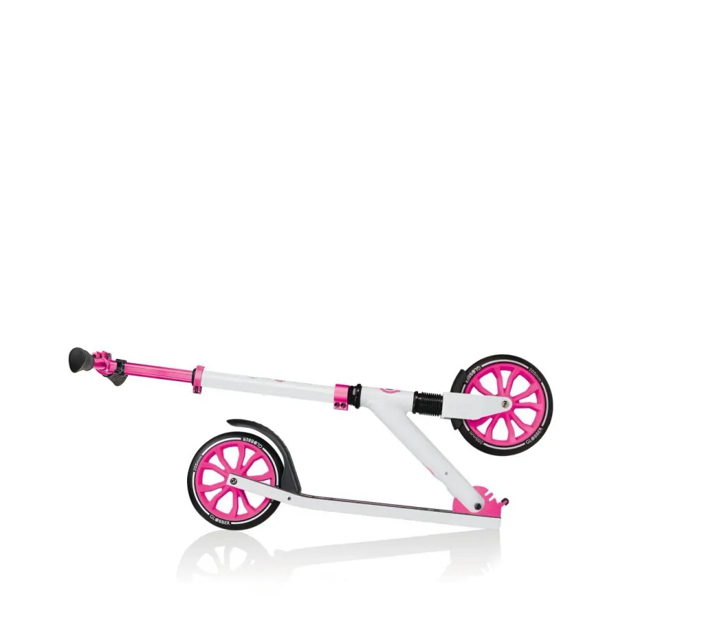 NL 205 Tretroller, 205 mm, ABEC 7, höhenverstellbar, Frontfederung, Klappmechanismus, weiß-pink