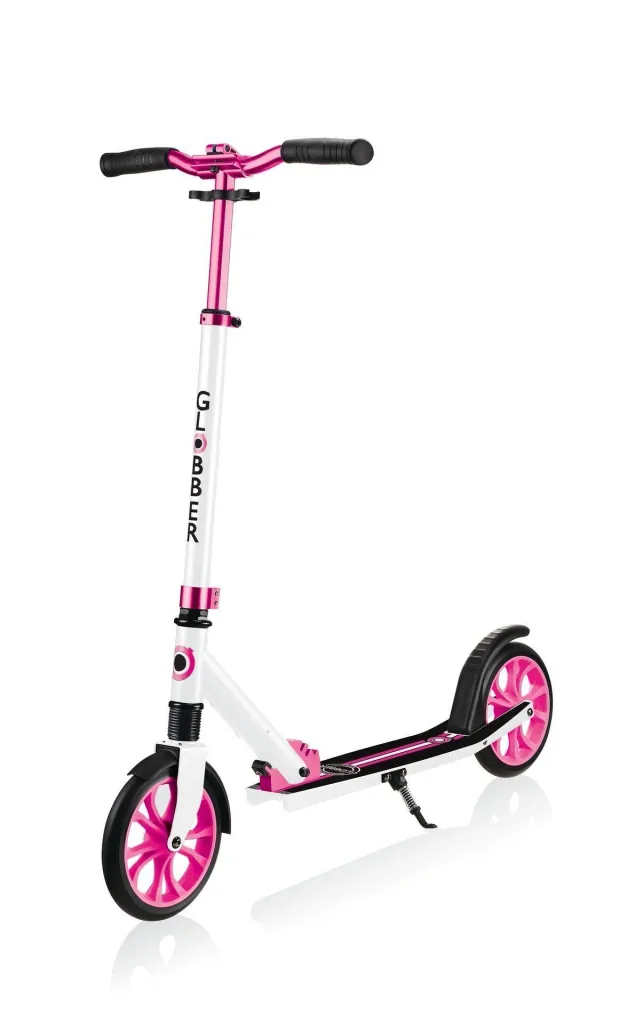 NL 205 Tretroller, 205 mm, ABEC 7, höhenverstellbar, Frontfederung, Klappmechanismus, weiß-pink