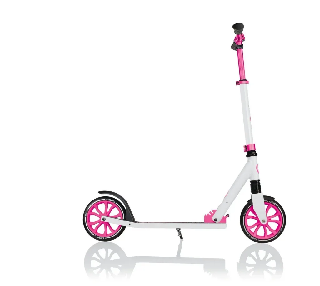 NL 205 Tretroller, 205 mm, ABEC 7, höhenverstellbar, Frontfederung, Klappmechanismus, weiß-pink