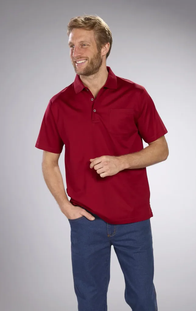 Poloshirt mit Knopfleiste, Farbe rot, Gr.M