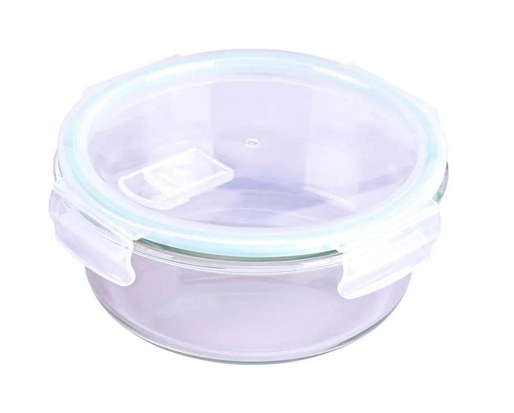 Glasfrischhaltedose mit Mikrowellendeckel rund 400 ml