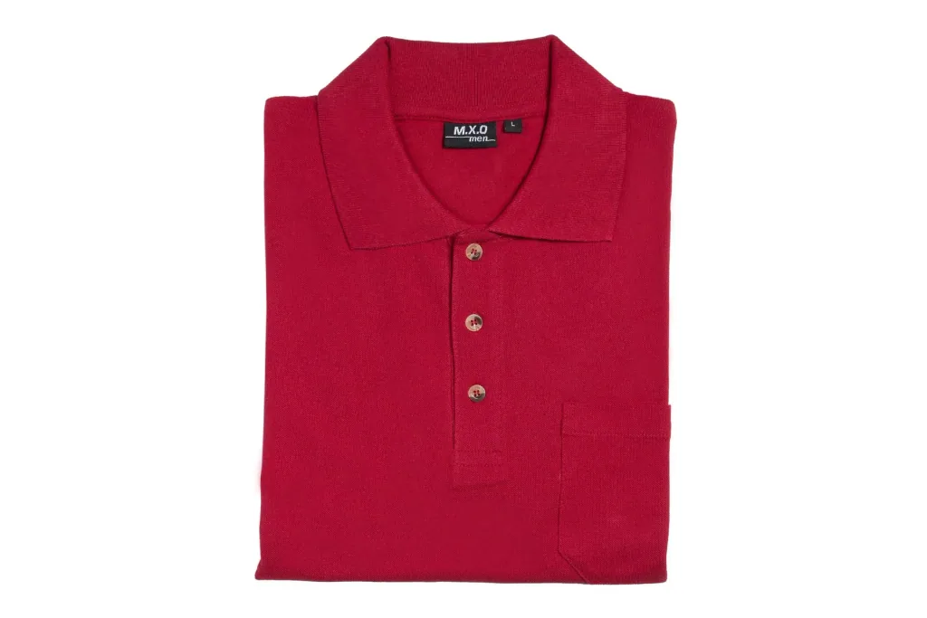 Poloshirt mit Knopfleiste und Brusttasche, Farbe rot, Gr.2XL
