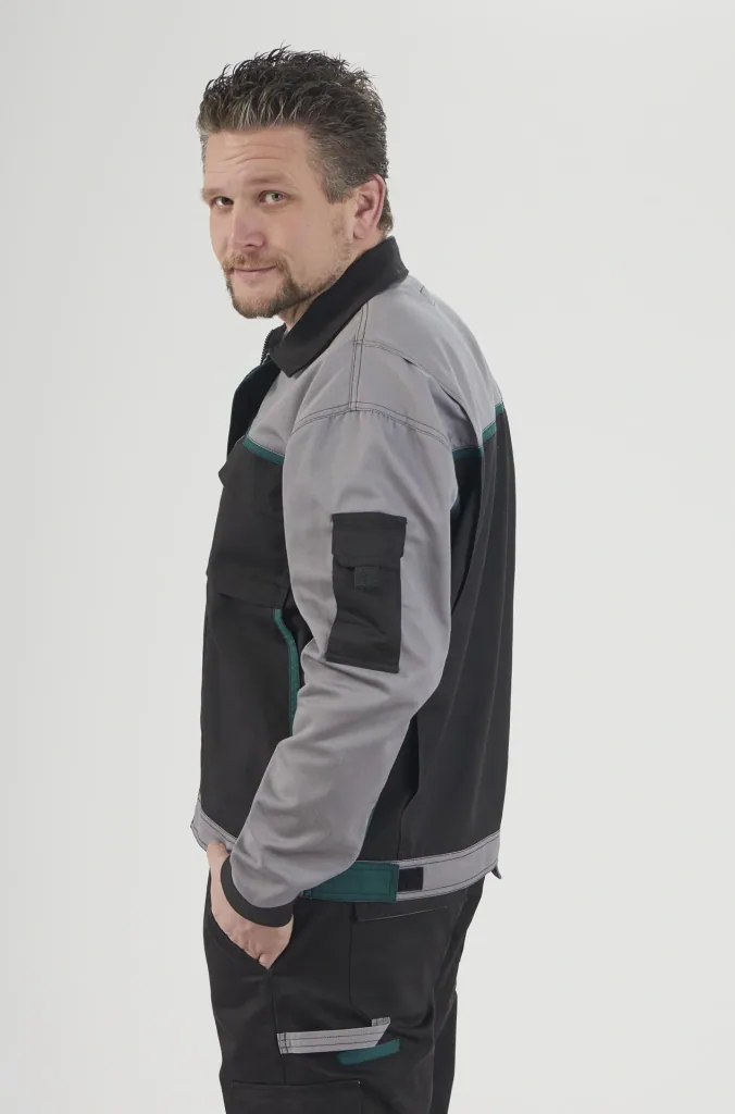 Blousonjacke, Farbe schwarz/grau/grün, Gr. 46