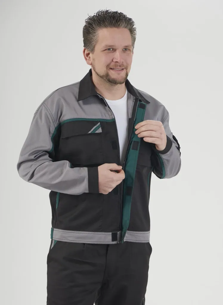 Blousonjacke, Farbe schwarz/grau/grün, Gr. 46