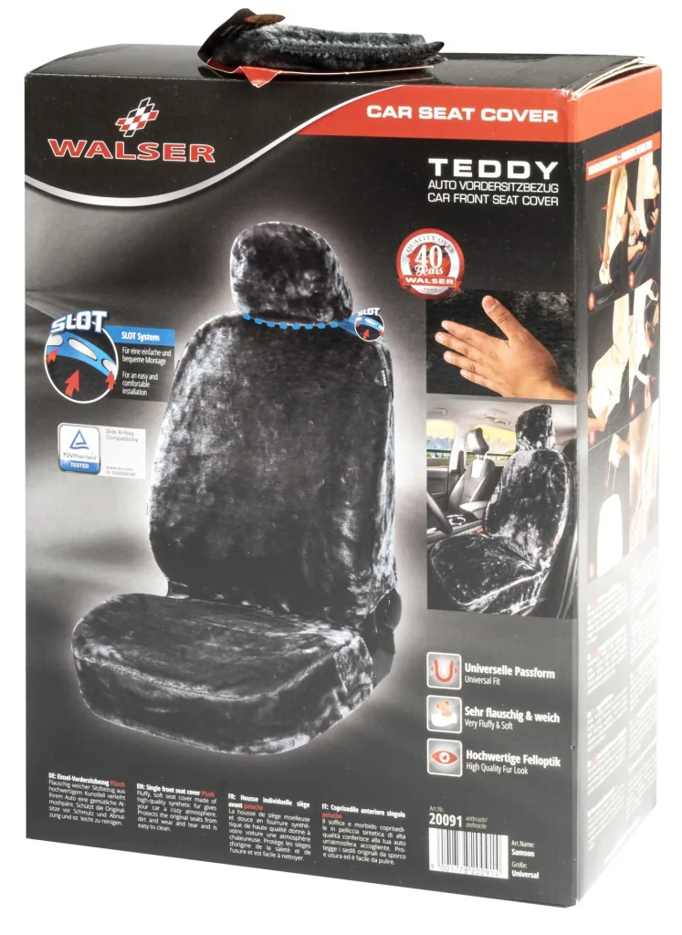 Autositzbezug "Teddy" - Kunstfell - anthrazit
