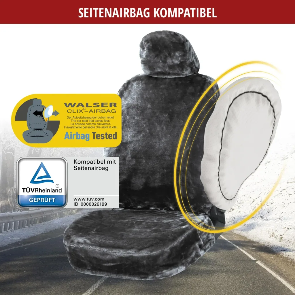 Autositzbezug "Teddy" - Kunstfell - anthrazit