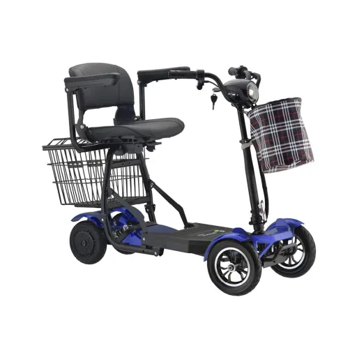 4-Rad E-Mobil Assisi 2.0 6 km/h Safety Plus: 36V/15,6Ah Li-Io. mit Gepäck-Tasche/-Korb, Blinker, faltbar, blau