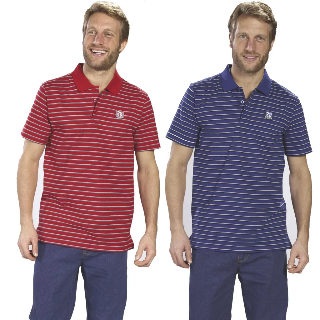 Poloshirt geknöpft, rot-gestreift, Gr.L