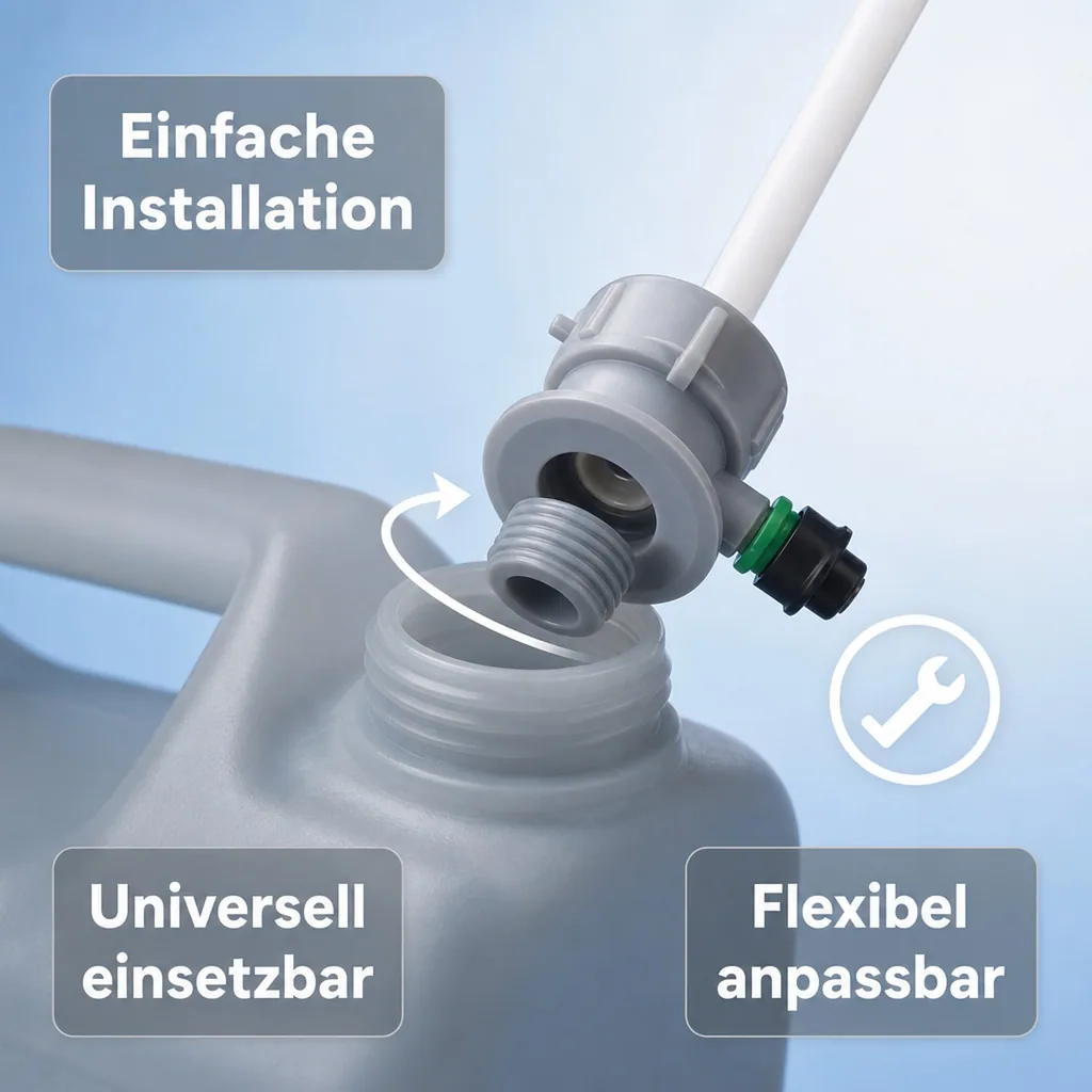 Fitting zum Aufschrauben auf Reinigungsbehälter, Kunststoff, Art: Köpi - Fitting