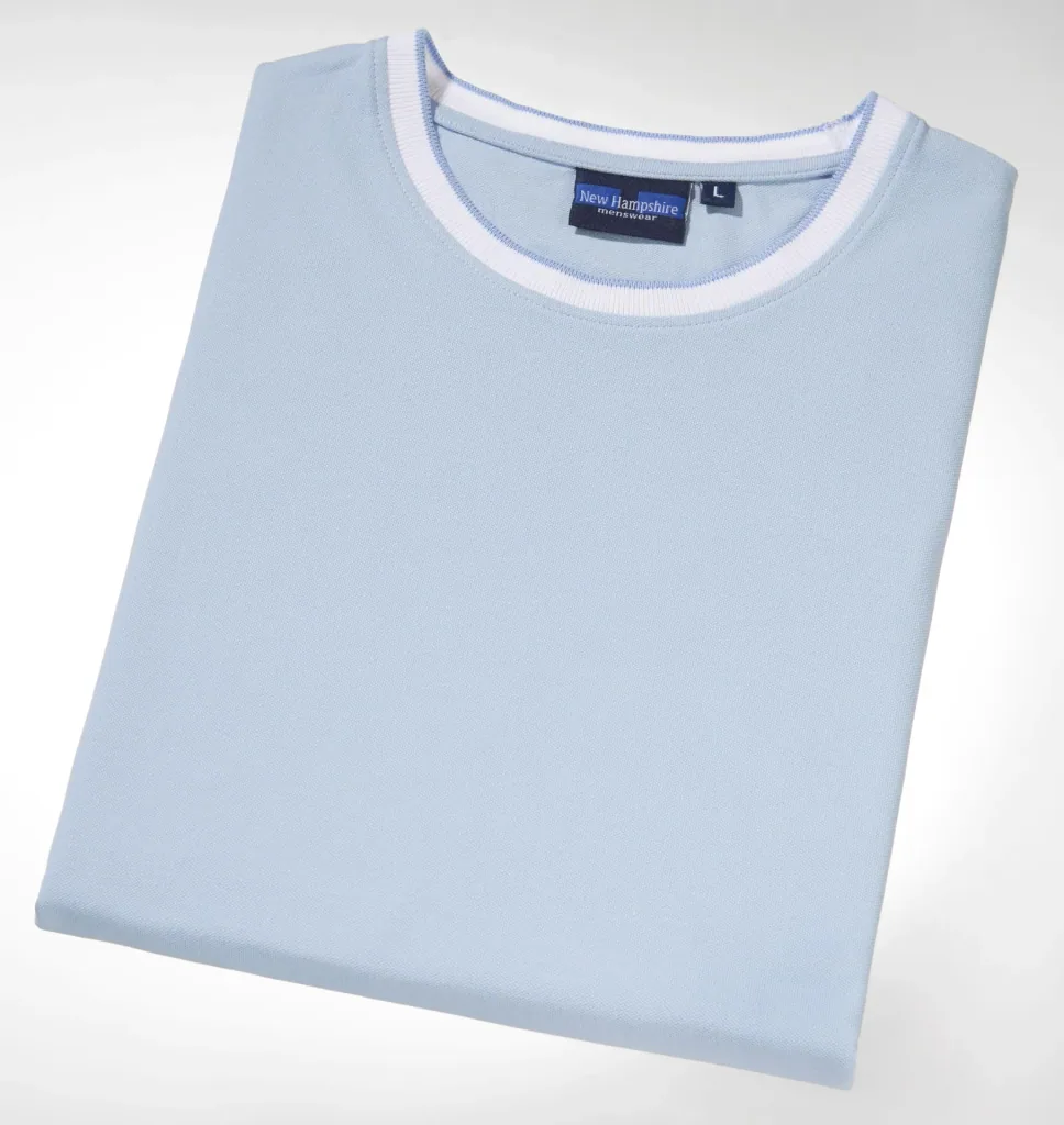 T-Shirt Baumwollpique, Farbe jeansblau, Gr.M L