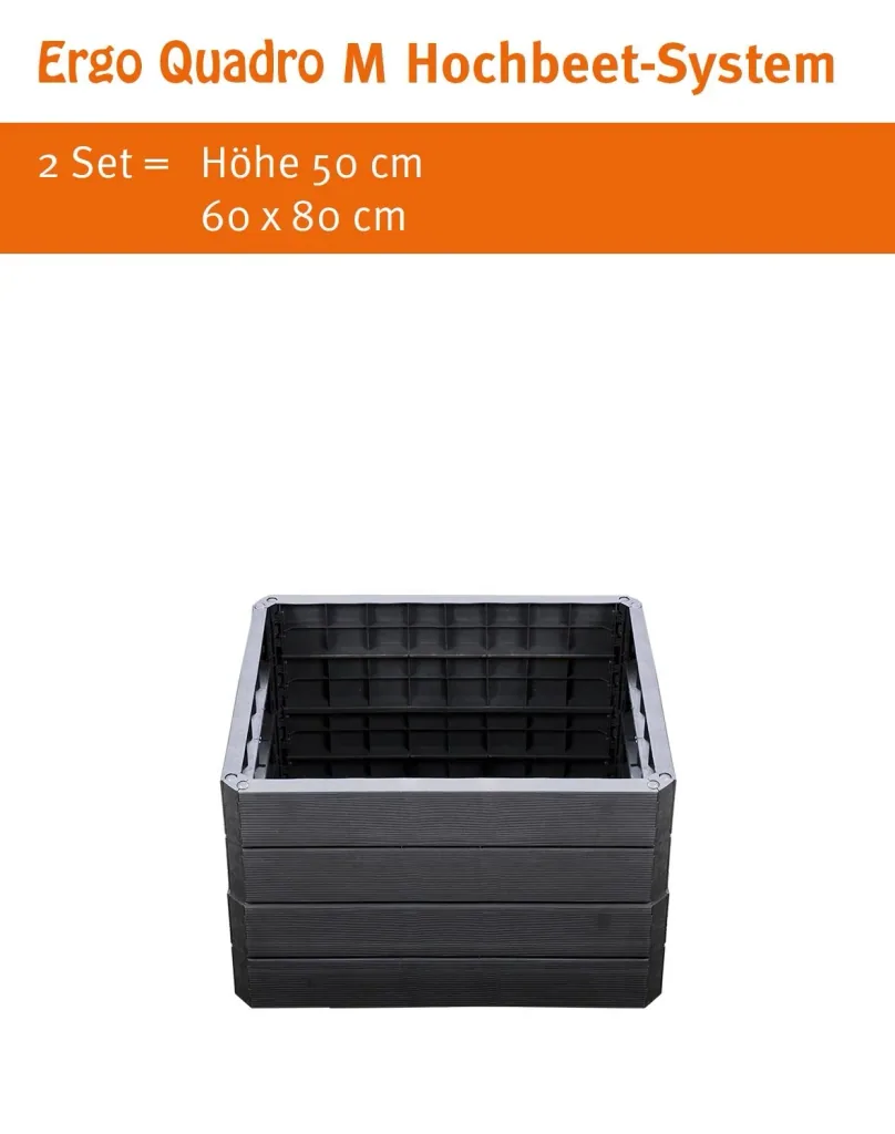 Ergo Quadro M Hochbeetsystem anthrazit, Höhe: 25 cm, 60 x 80 cm