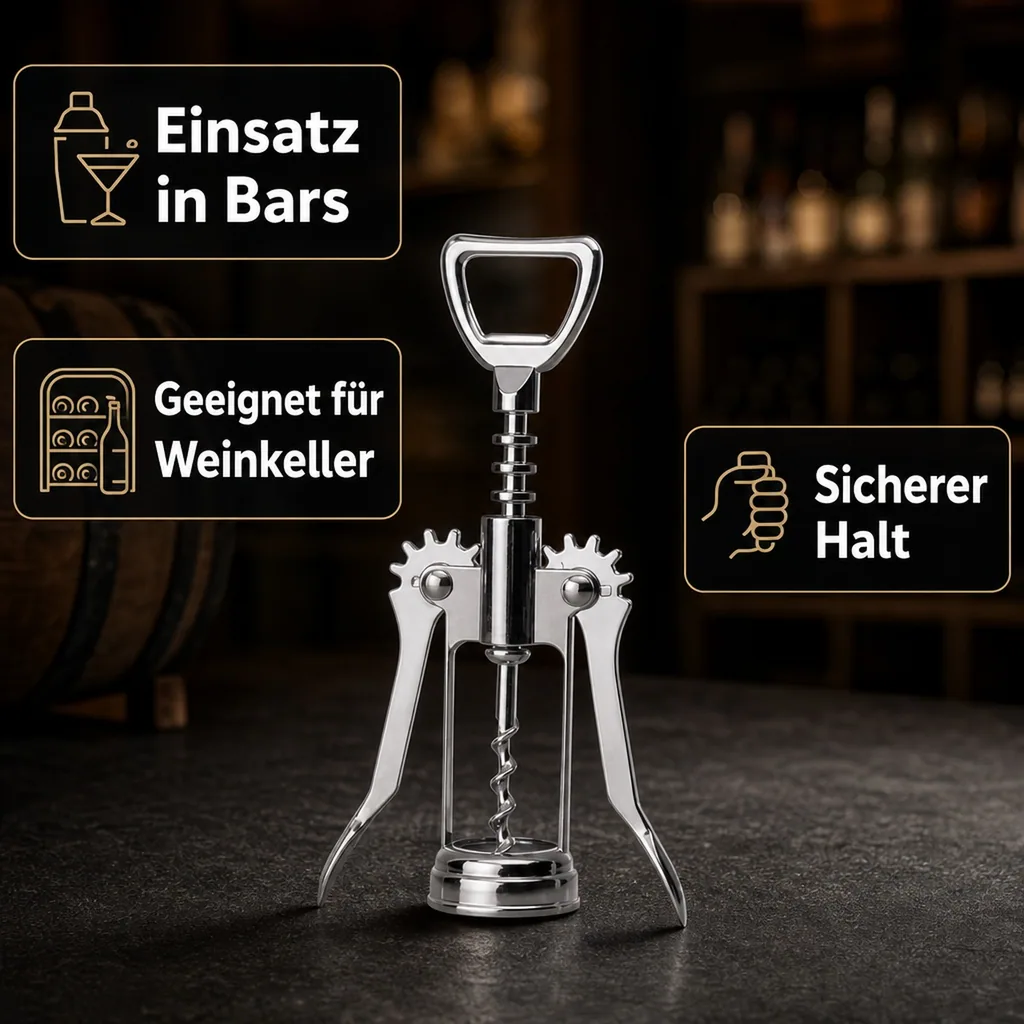 Korkenzieher, Weinöffner - Estrella, mit flügeln und flaschenöffner, 17 cm
