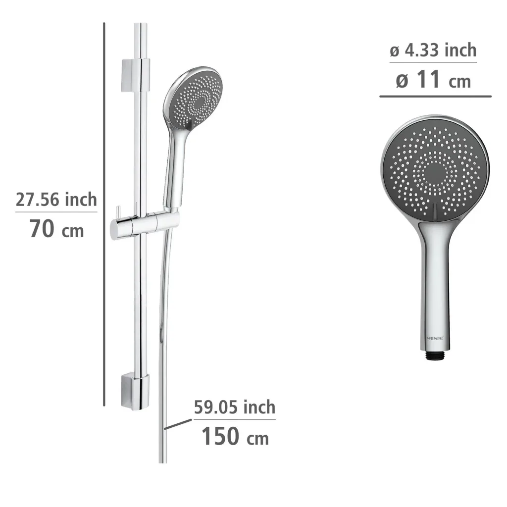 Wasserspar-Brauseset Watersaving Chrom, Länge Stange: 70 cm