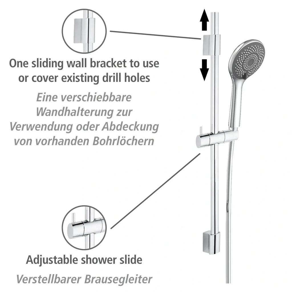 Wasserspar-Brauseset Watersaving Chrom, Länge Stange: 70 cm