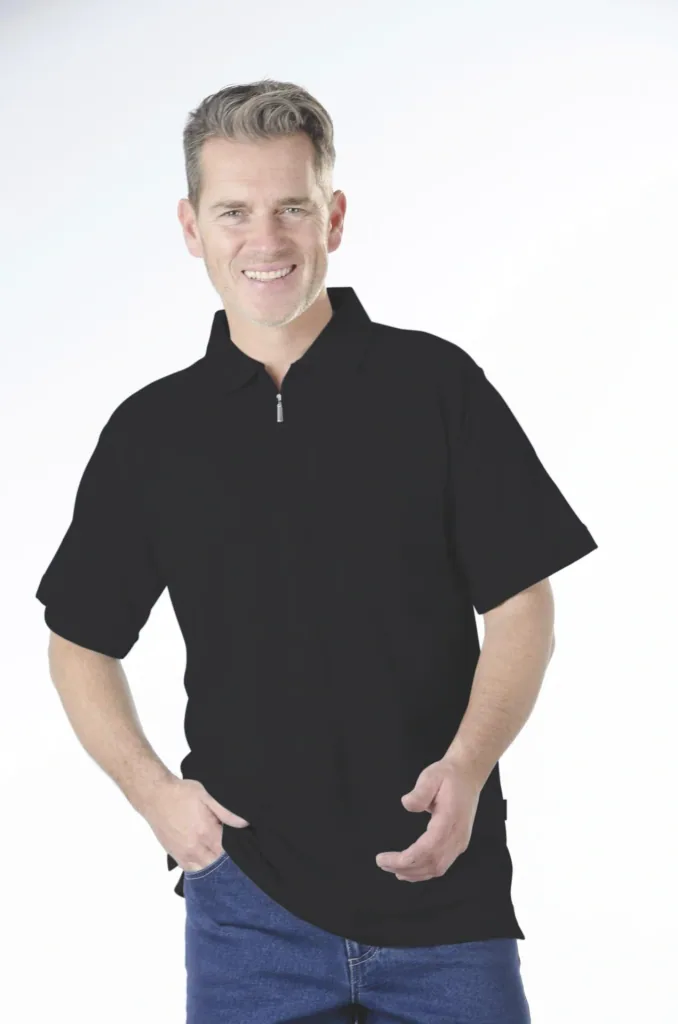 Poloshirt mit Reißverschluss, schwarz, Gr.2XL