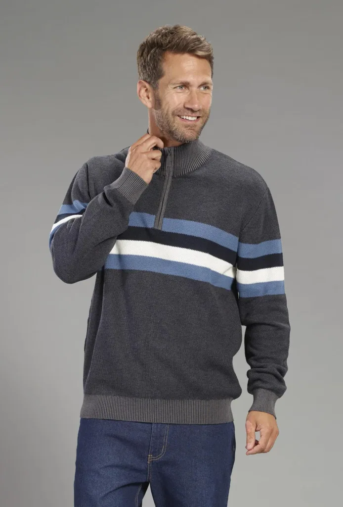 Pullover mit Stehkragen, Farbe blau, Gr.M