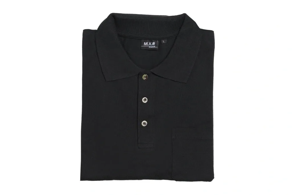 Poloshirt mit Knopfleiste und Brusttasche, Farbe schwarz, Gr.XL
