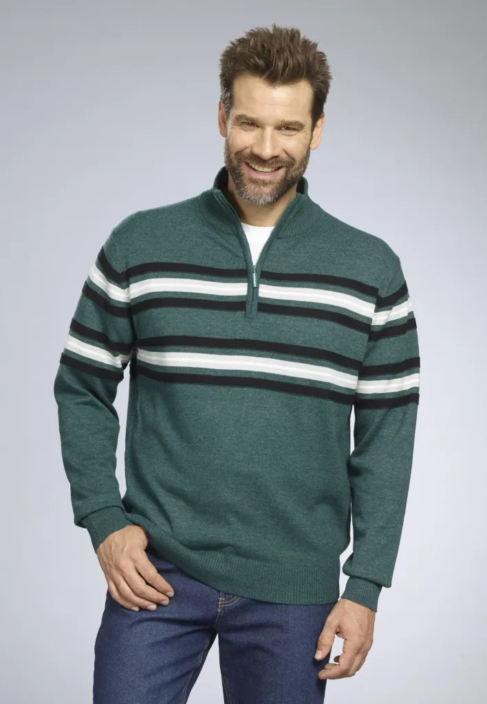 Pullover mit Streifen, Farbe grün, Gr.L