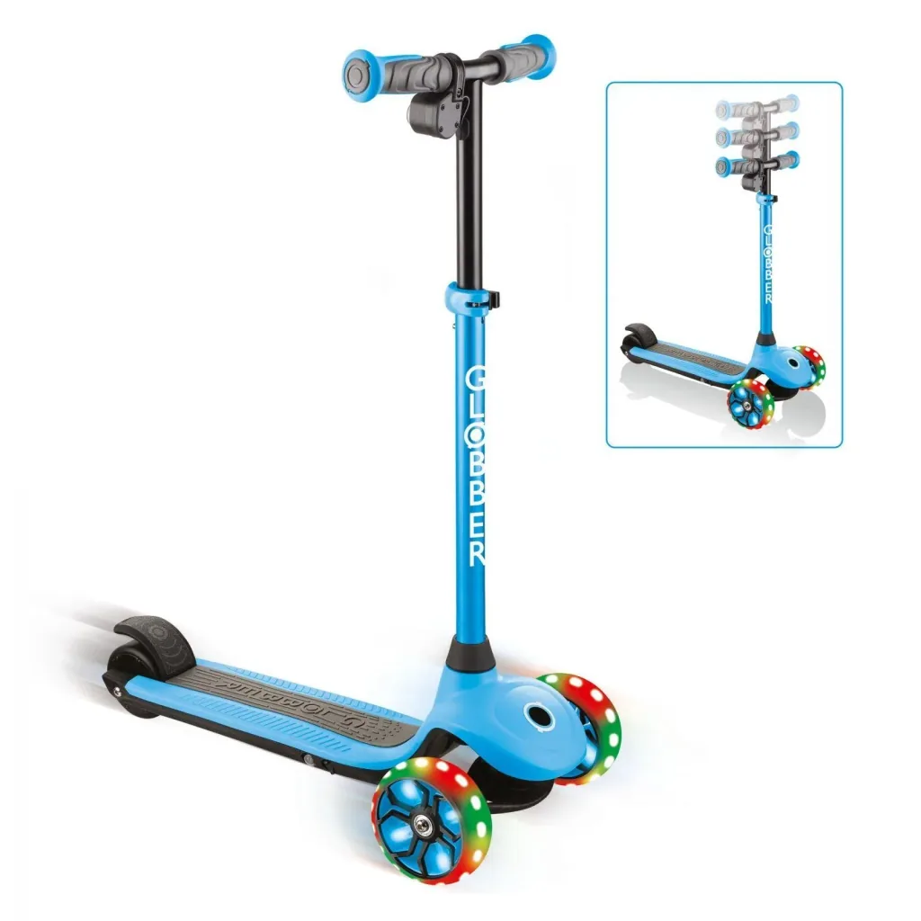 ONE K E-MOTION 4 PLUS, E-Scooter, Lithium-Batterie, 80 W Motor, 125/90 mm, 3-rädrig, LED-Rollen, hellblau