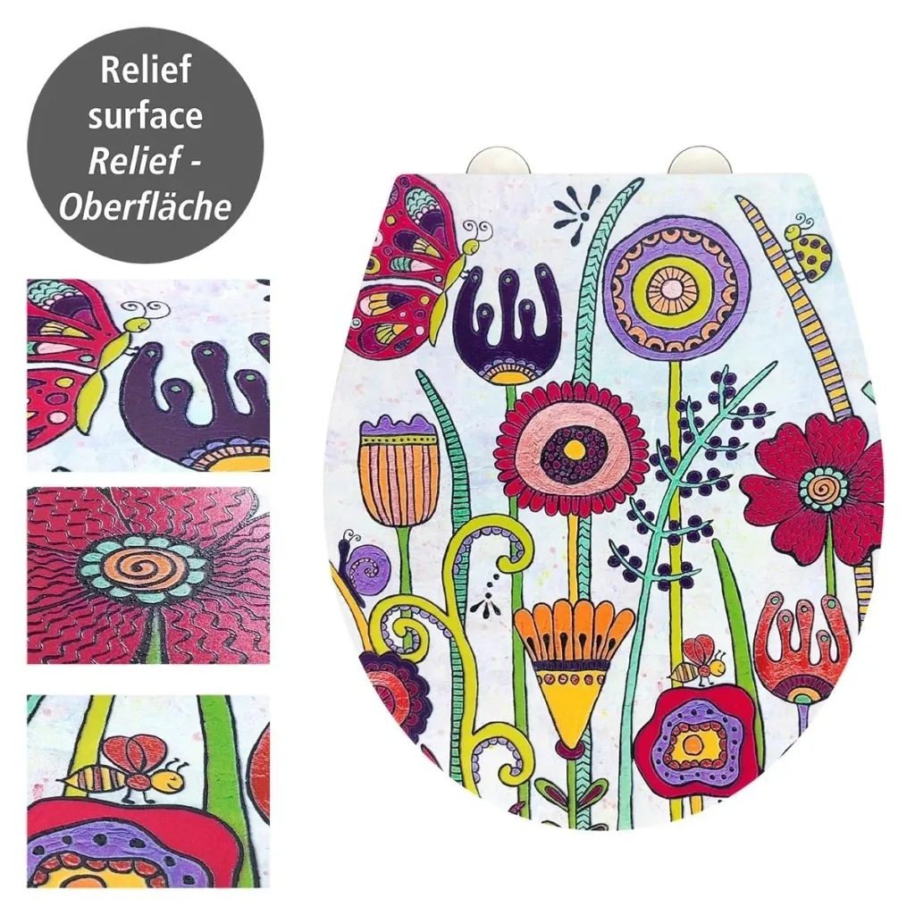 WC-Sitz Full Bloom, Rollin'Art Toilettensitz mit Relief Oberfläche und Absenkautomatik