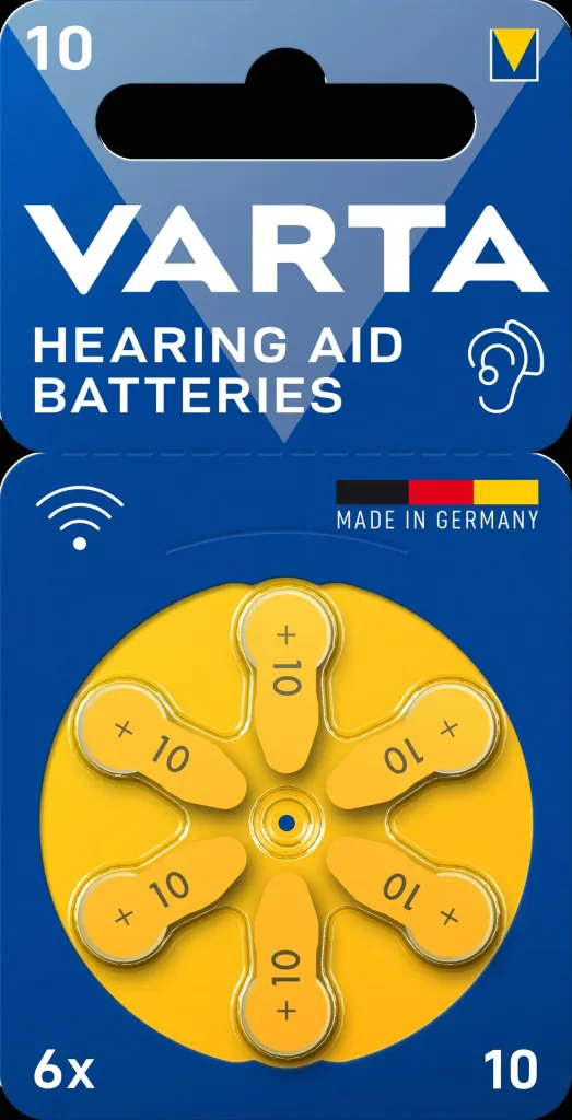 Batterien für Hörgeräte Zink-Luft 10 (PR70), 6er Set - GELB