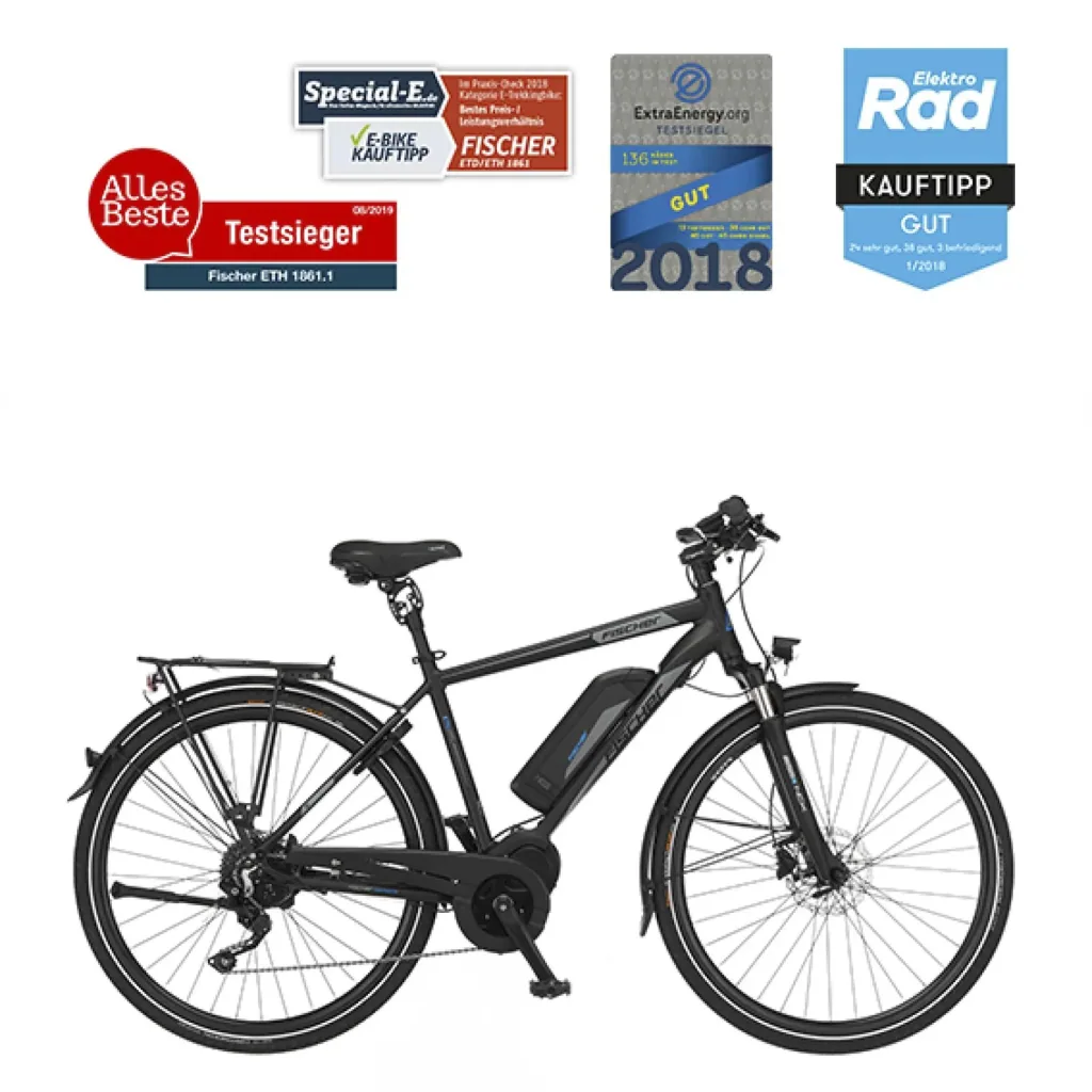 Herren E-Bike Trekking, 28 Zoll, Rahmengröße 55 cm, 10-Gang Kettenschaltung, schwarz matt, VIATOR ETH 1861
