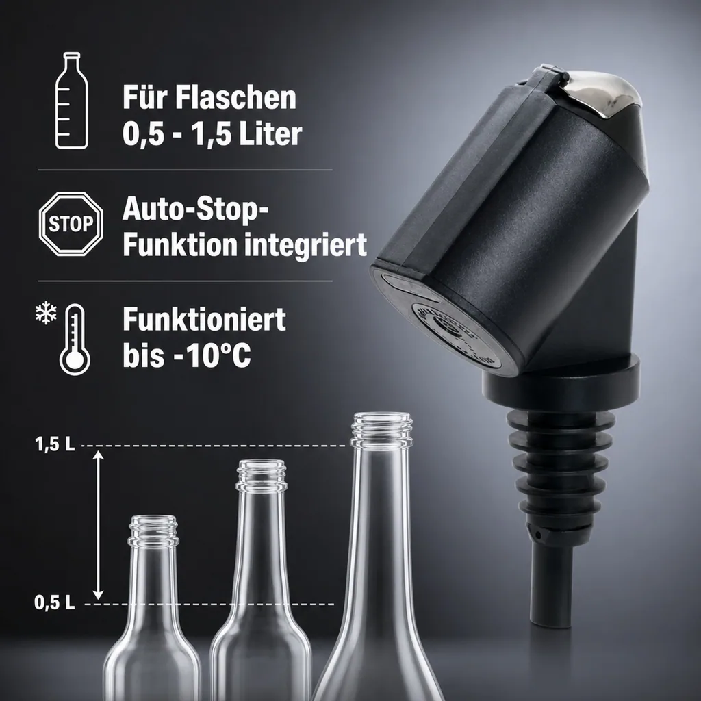Portionierer, Ausgießer - "Bottle Master 3000" schwarz, für 0,5 - 1,5 Liter Flaschen, Ausgießer, Ausschankmenge: 50 ml