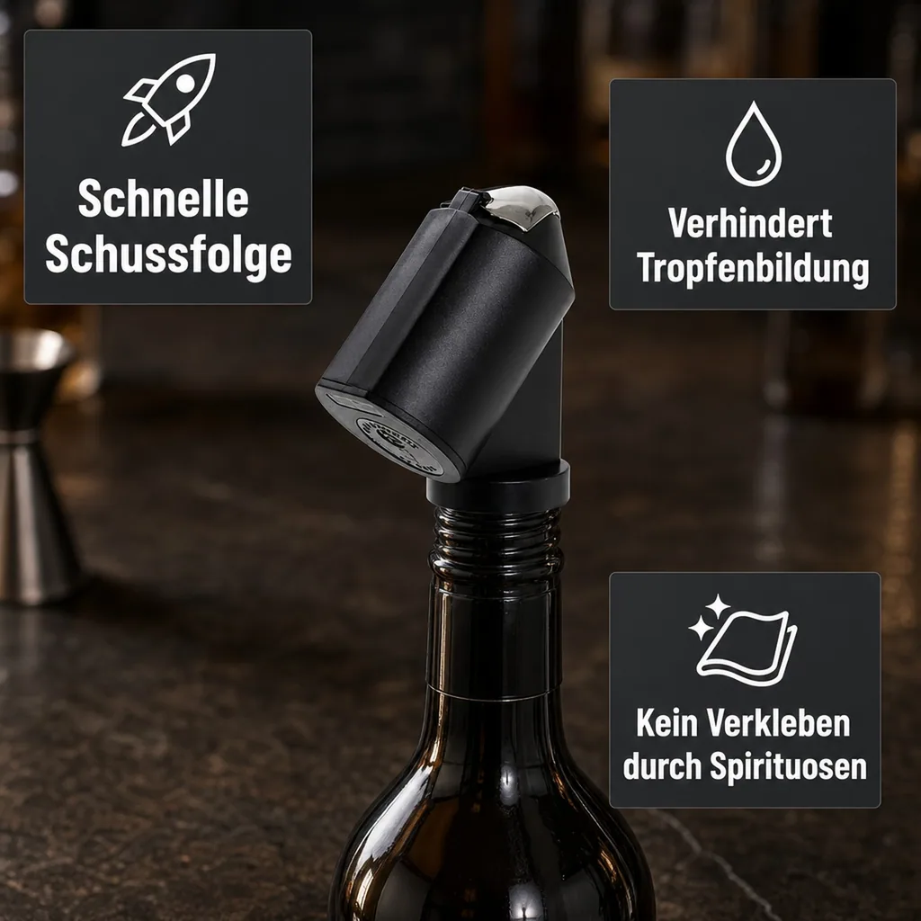 Portionierer, Ausgießer - "Bottle Master 3000" schwarz, für 0,5 - 1,5 Liter Flaschen, Ausgießer, Ausschankmenge: 50 ml