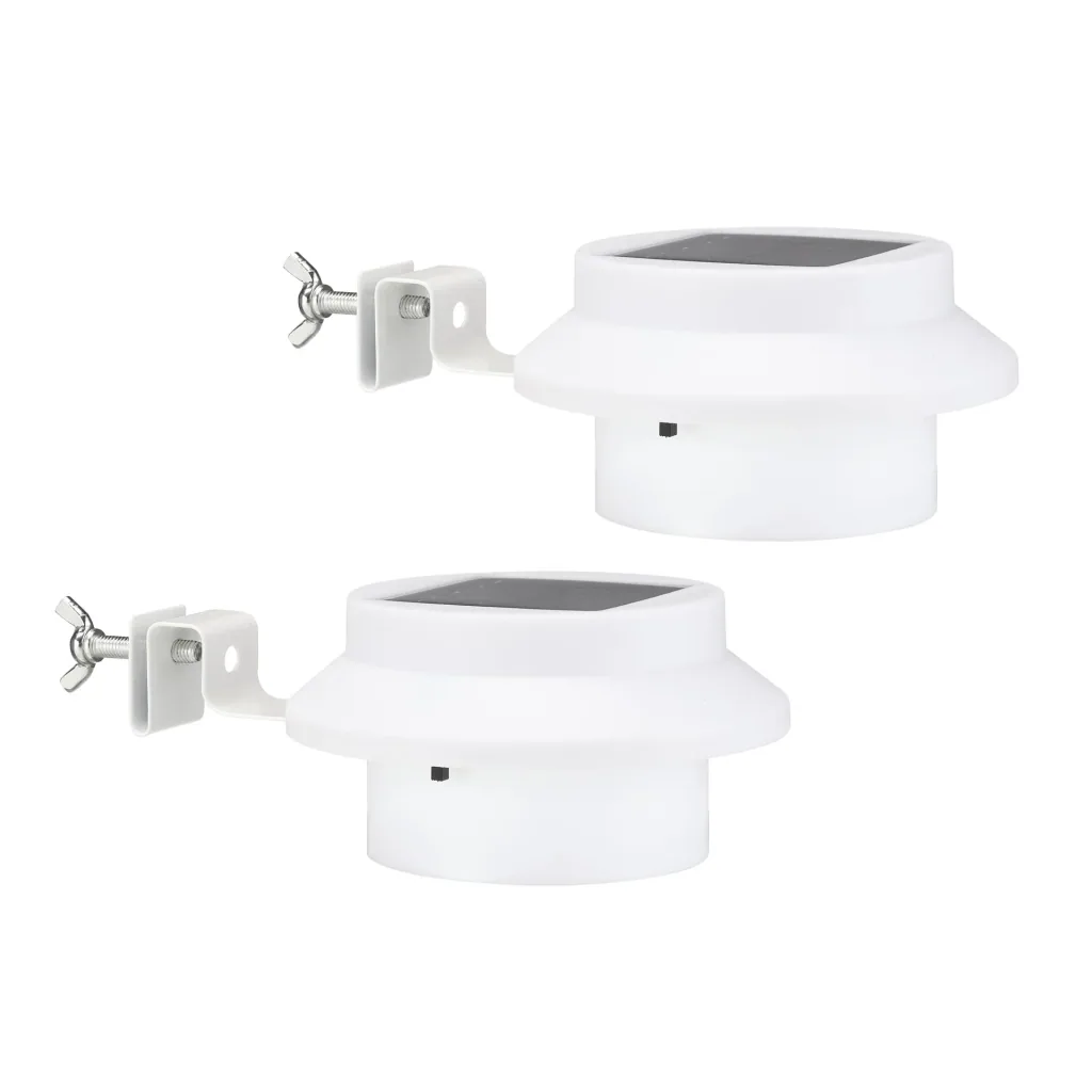 LED Solar Dachrinnenleuchten, 2er Set, weiß